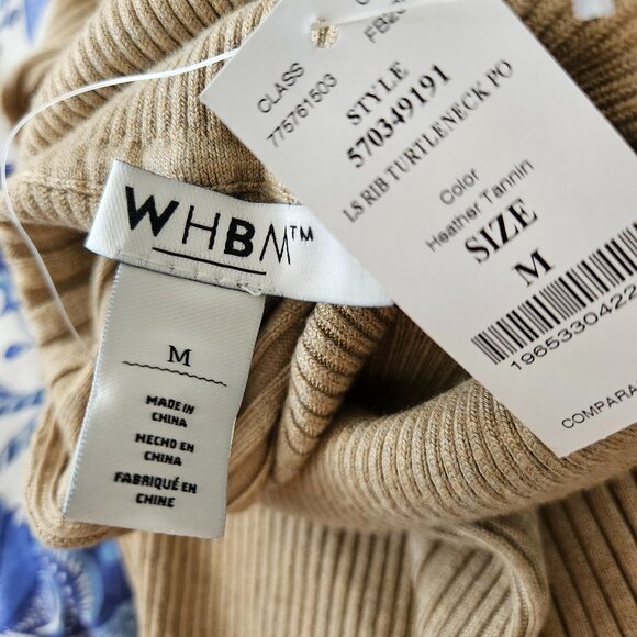 New!  WHBM Tan Ribbed Turtleneck Sweater - Picture 2 of 5